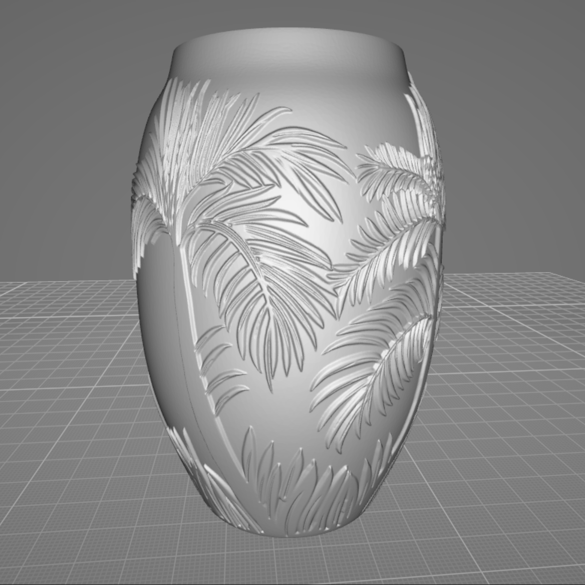 Plain grey 3D model of a decorative vase before rendering